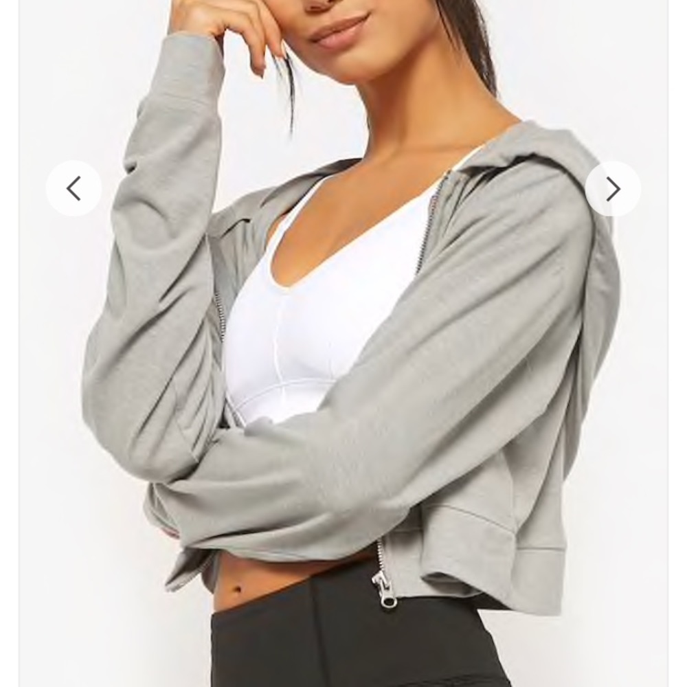 Cropped zip-front hoodie